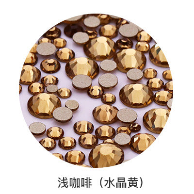 Factory direct sale, gold base mixed nail art diamonds, round flat bottom diamonds, DIY nail art jewelry diamond accessories, mixed sizes