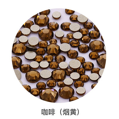 Factory direct sale, gold base mixed nail art diamonds, round flat bottom diamonds, DIY nail art jewelry diamond accessories, mixed sizes