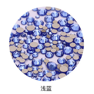 Factory direct sale, gold base mixed nail art diamonds, round flat bottom diamonds, DIY nail art jewelry diamond accessories, mixed sizes