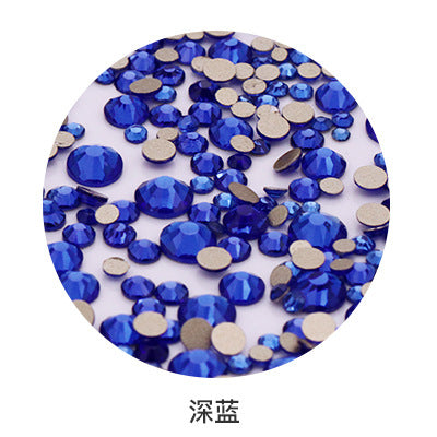 Factory direct sale, gold base mixed nail art diamonds, round flat bottom diamonds, DIY nail art jewelry diamond accessories, mixed sizes