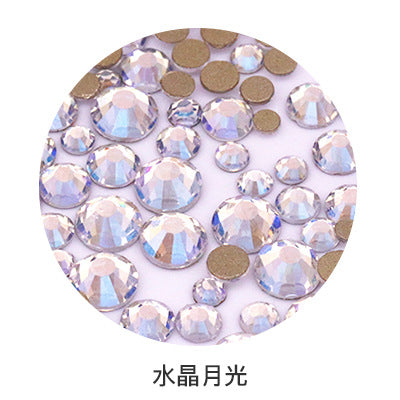 Factory direct sale, gold base mixed nail art diamonds, round flat bottom diamonds, DIY nail art jewelry diamond accessories, mixed sizes