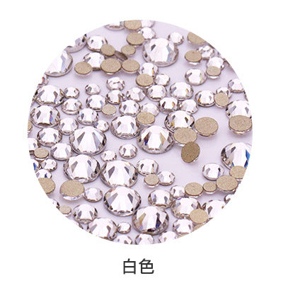 Factory direct sale, gold base mixed nail art diamonds, round flat bottom diamonds, DIY nail art jewelry diamond accessories, mixed sizes