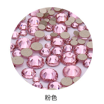 Factory direct sale, gold base mixed nail art diamonds, round flat bottom diamonds, DIY nail art jewelry diamond accessories, mixed sizes