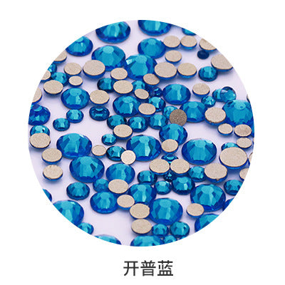 Factory direct sale, gold base mixed nail art diamonds, round flat bottom diamonds, DIY nail art jewelry diamond accessories, mixed sizes