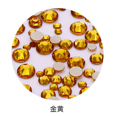 Factory direct sale, gold base mixed nail art diamonds, round flat bottom diamonds, DIY nail art jewelry diamond accessories, mixed sizes