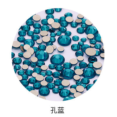 Factory direct sale, gold base mixed nail art diamonds, round flat bottom diamonds, DIY nail art jewelry diamond accessories, mixed sizes
