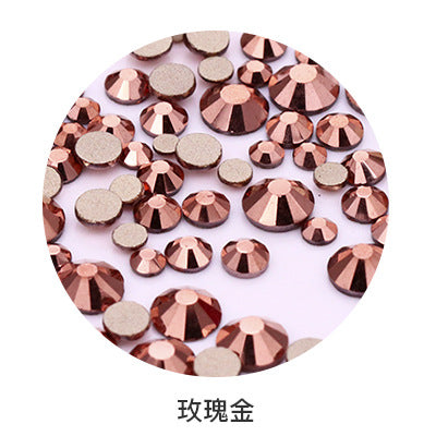 Factory direct sale, gold base mixed nail art diamonds, round flat bottom diamonds, DIY nail art jewelry diamond accessories, mixed sizes