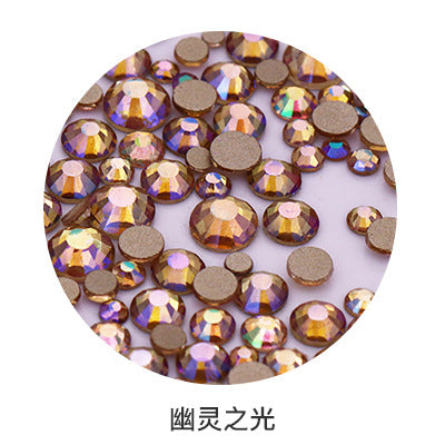 Factory direct sale, gold base mixed nail art diamonds, round flat bottom diamonds, DIY nail art jewelry diamond accessories, mixed sizes