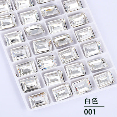 Cross-border new rectangular right-angle drill, special-shaped pointed bottom water rhinestone clothing accessories, diamond-pointed bottom rectangular right-angle diamond