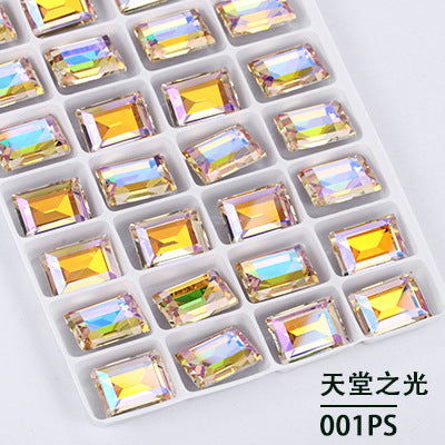 Cross-border new rectangular right-angle drill, special-shaped pointed bottom water rhinestone clothing accessories, diamond-pointed bottom rectangular right-angle diamond