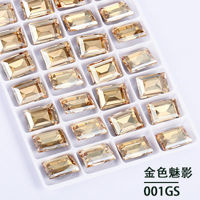 Cross-border new rectangular right-angle drill, special-shaped pointed bottom water rhinestone clothing accessories, diamond-pointed bottom rectangular right-angle diamond