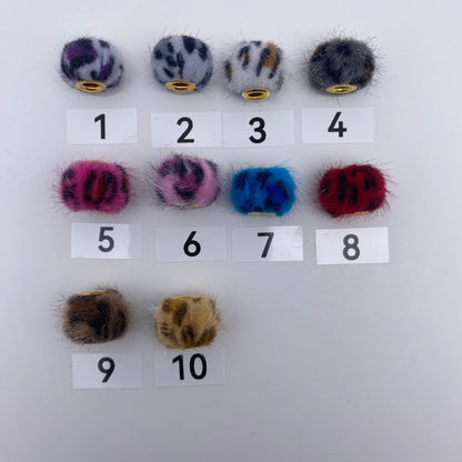 124. leopard pompom round beads - Romo bead