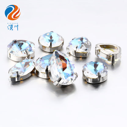 Cross-border K9 transparent bottomless fluorescent glass crystal diamonds for event apparel accessories that do not fade fluorescent rhinestones