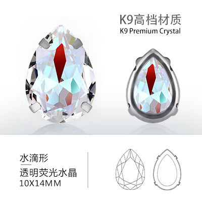 Cross-border K9 transparent bottomless fluorescent glass crystal diamonds for event apparel accessories that do not fade fluorescent rhinestones