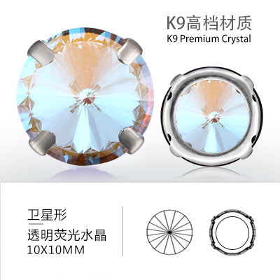 Cross-border K9 transparent bottomless fluorescent glass crystal diamonds for event apparel accessories that do not fade fluorescent rhinestones