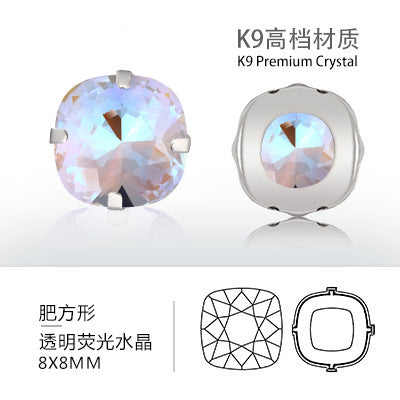 Cross-border K9 transparent bottomless fluorescent glass crystal diamonds for event apparel accessories that do not fade fluorescent rhinestones