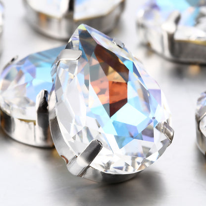 Cross-border K9 transparent bottomless fluorescent glass crystal diamonds for event apparel accessories that do not fade fluorescent rhinestones