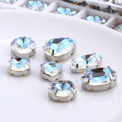 Cross-border K9 transparent bottomless fluorescent glass crystal diamonds for event apparel accessories that do not fade fluorescent rhinestones