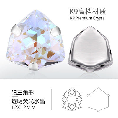 Cross-border K9 transparent bottomless fluorescent glass crystal diamonds for event apparel accessories that do not fade fluorescent rhinestones