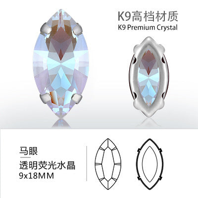Cross-border K9 transparent bottomless fluorescent glass crystal diamonds for event apparel accessories that do not fade fluorescent rhinestones