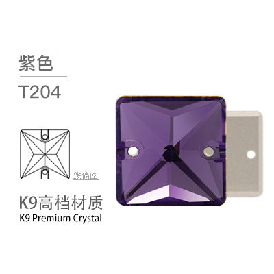 K9 Square Flat Sewn Diamond - Scratch-Resistant Shoe Accessories Luggage Clothing Flat Buckle Crystal Double Hole Rhinestones