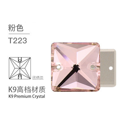 K9 Square Flat Sewn Diamond - Scratch-Resistant Shoe Accessories Luggage Clothing Flat Buckle Crystal Double Hole Rhinestones