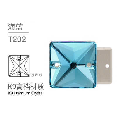 K9 Square Flat Sewn Diamond - Scratch-Resistant Shoe Accessories Luggage Clothing Flat Buckle Crystal Double Hole Rhinestones
