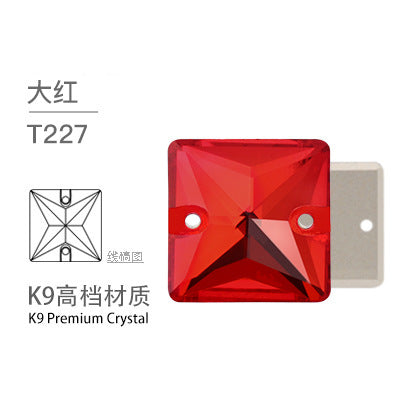 K9 Square Flat Sewn Diamond - Scratch-Resistant Shoe Accessories Luggage Clothing Flat Buckle Crystal Double Hole Rhinestones