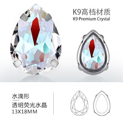 Cross-border K9 transparent bottomless fluorescent glass crystal diamonds for event apparel accessories that do not fade fluorescent rhinestones