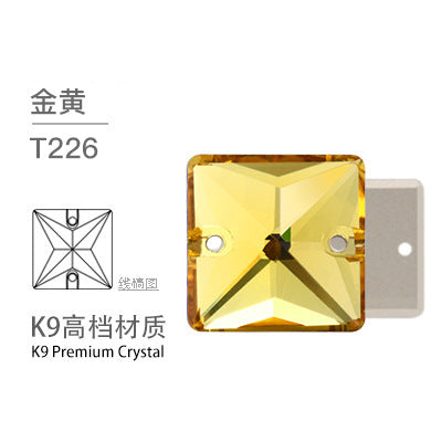 K9 Square Flat Sewn Diamond - Scratch-Resistant Shoe Accessories Luggage Clothing Flat Buckle Crystal Double Hole Rhinestones