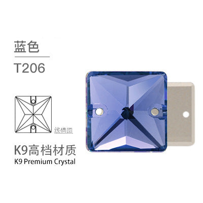 K9 Square Flat Sewn Diamond - Scratch-Resistant Shoe Accessories Luggage Clothing Flat Buckle Crystal Double Hole Rhinestones