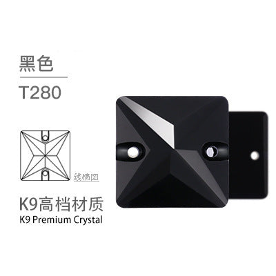 K9 Square Flat Sewn Diamond - Scratch-Resistant Shoe Accessories Luggage Clothing Flat Buckle Crystal Double Hole Rhinestones