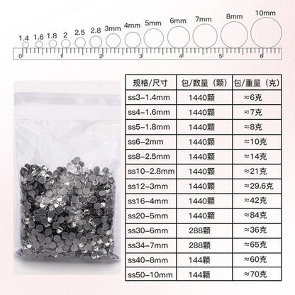 Factory direct sale, gold base mixed nail art diamonds, round flat bottom diamonds, DIY nail art jewelry diamond accessories, mixed sizes