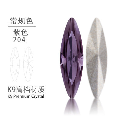 Cross-border Internet celebrity K9 diamond-shaped diamond pointed bottom, special-shaped marquise crystal diamond earrings, necklace accessories, nail art, sparkling diamonds