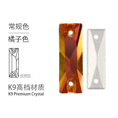 Double Hole Long Bar Flat Bottom Rhinestone - Hand-Stitched Scratch-Resistant AB Color Straight Strip Flat Buckle for Clothing Luggage