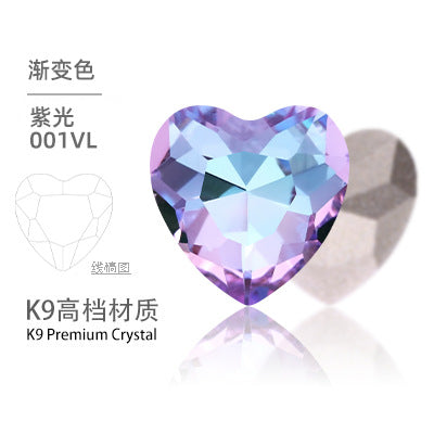 K9 Heart-Shaped Pointed Diamond Nail Art Diamond Phone Case Sparkling Diamond Wedding Dress Accessories Accessories Pointed Bottom Heart-shaped Diamond