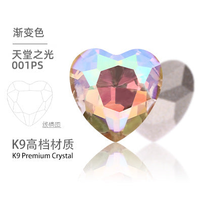 K9 Heart-Shaped Pointed Diamond Nail Art Diamond Phone Case Sparkling Diamond Wedding Dress Accessories Accessories Pointed Bottom Heart-shaped Diamond