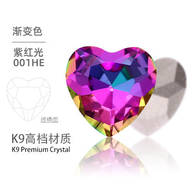 K9 Heart-Shaped Pointed Diamond Nail Art Diamond Phone Case Sparkling Diamond Wedding Dress Accessories Accessories Pointed Bottom Heart-shaped Diamond