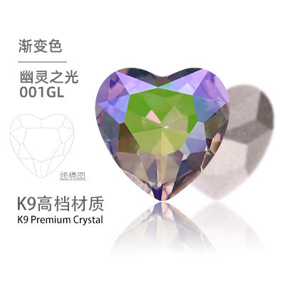K9 Heart-Shaped Pointed Diamond Nail Art Diamond Phone Case Sparkling Diamond Wedding Dress Accessories Accessories Pointed Bottom Heart-shaped Diamond