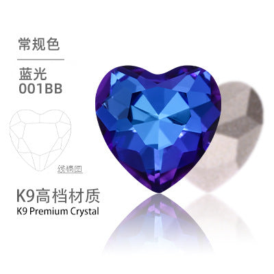 K9 Heart-Shaped Pointed Diamond Nail Art Diamond Phone Case Sparkling Diamond Wedding Dress Accessories Accessories Pointed Bottom Heart-shaped Diamond