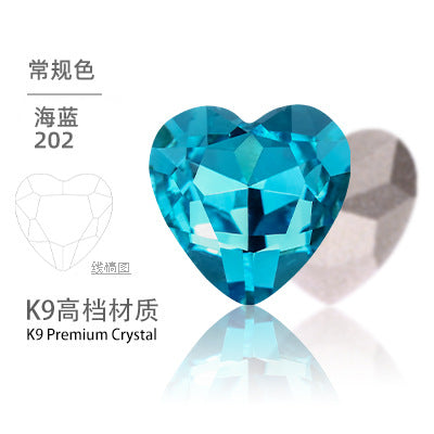 K9 Heart-Shaped Pointed Diamond Nail Art Diamond Phone Case Sparkling Diamond Wedding Dress Accessories Accessories Pointed Bottom Heart-shaped Diamond