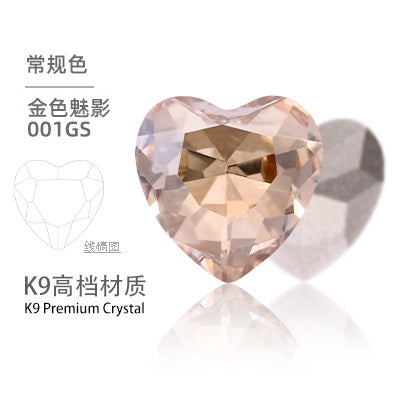 K9 Heart-Shaped Pointed Diamond Nail Art Diamond Phone Case Sparkling Diamond Wedding Dress Accessories Accessories Pointed Bottom Heart-shaped Diamond