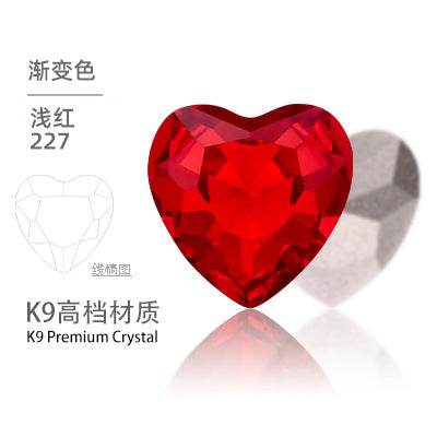 K9 Heart-Shaped Pointed Diamond Nail Art Diamond Phone Case Sparkling Diamond Wedding Dress Accessories Accessories Pointed Bottom Heart-shaped Diamond