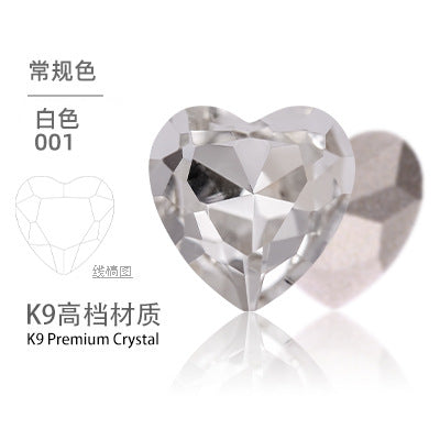K9 Heart-Shaped Pointed Diamond Nail Art Diamond Phone Case Sparkling Diamond Wedding Dress Accessories Accessories Pointed Bottom Heart-shaped Diamond