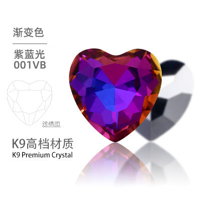 K9 Heart-Shaped Pointed Diamond Nail Art Diamond Phone Case Sparkling Diamond Wedding Dress Accessories Accessories Pointed Bottom Heart-shaped Diamond