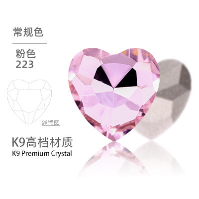 K9 Heart-Shaped Pointed Diamond Nail Art Diamond Phone Case Sparkling Diamond Wedding Dress Accessories Accessories Pointed Bottom Heart-shaped Diamond