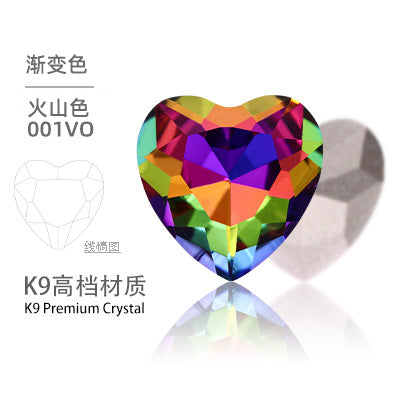 K9 Heart-Shaped Pointed Diamond Nail Art Diamond Phone Case Sparkling Diamond Wedding Dress Accessories Accessories Pointed Bottom Heart-shaped Diamond