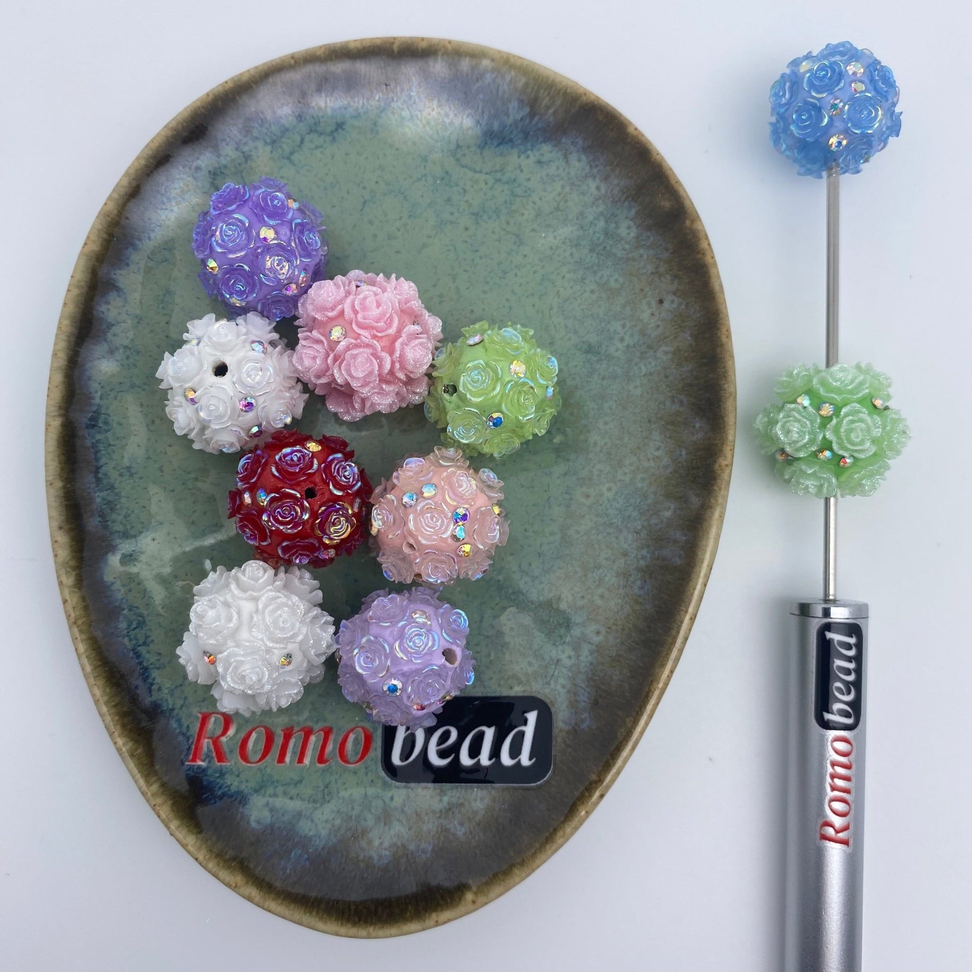 138. flower round fancy beads - Romo bead