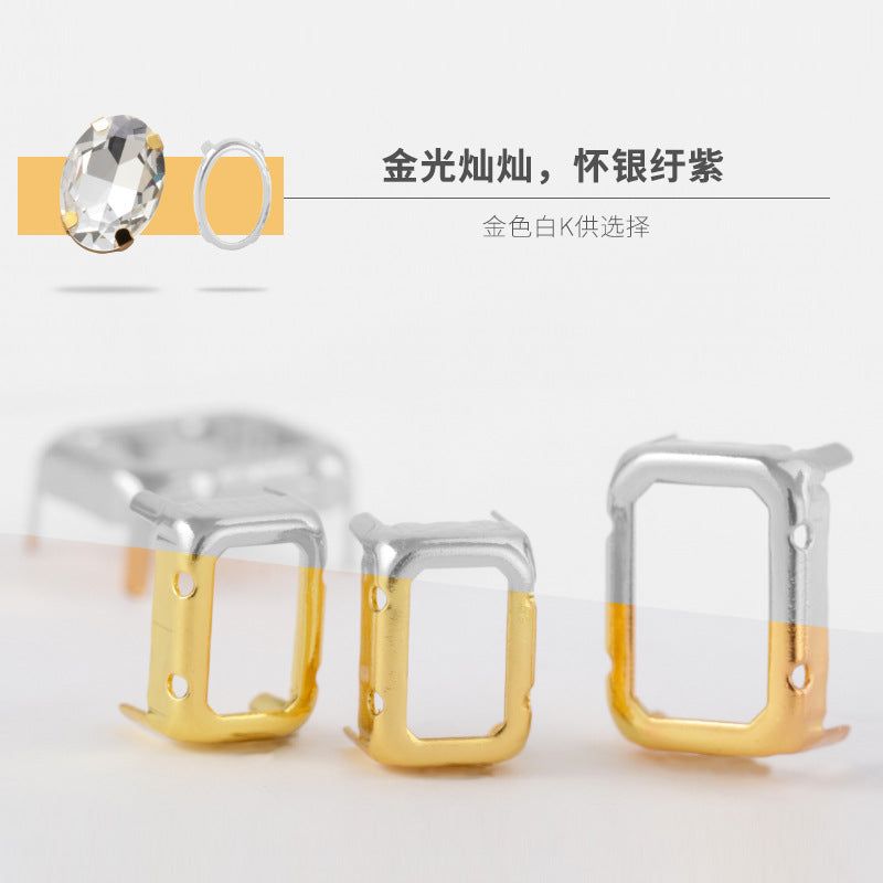 K9 diamond bottom support, hollow bottom support, white K gold hollow copper claw bottom support, hand sewing bottom support, clothing, shoes, bags, accessories