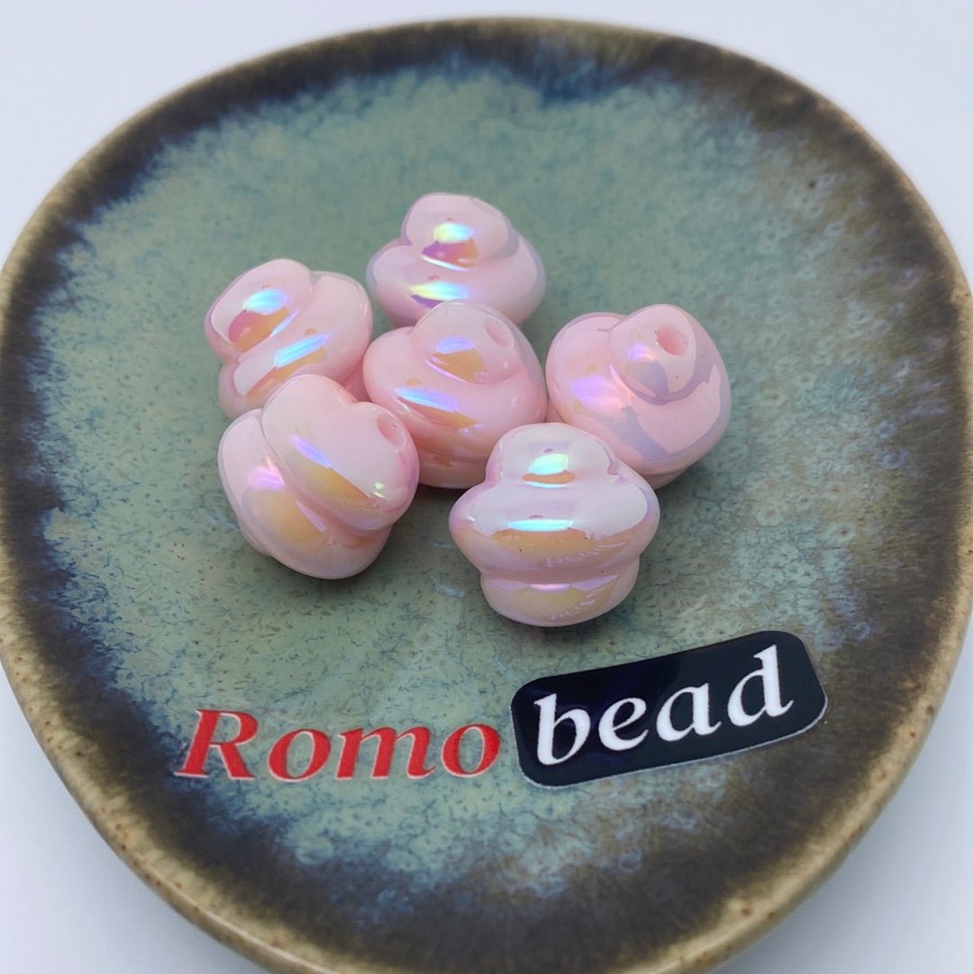 14. cream spiral beads - Romo bead